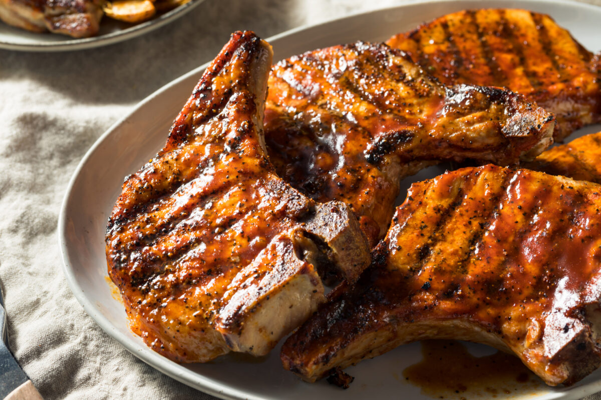 Homemade Barbecue Pork Chops Ready to Eat