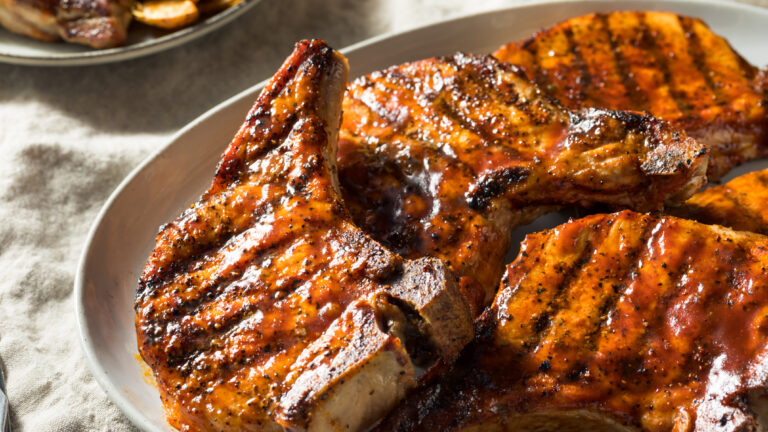 Homemade Barbecue Pork Chops Ready to Eat