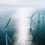 Coastal wind turbines at the oceanic windmill Middelgrunden, situated just outside Copenhagen
