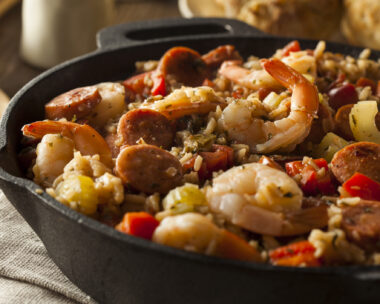 Spicy Homemade Cajun Jambalaya with Sausage and Shrimp