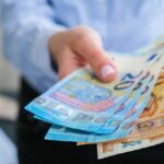 Business Woman Displaying a Spread of Cash euros. Close-up. Income and Business concept. Venality, bribe, corruption concept. Hand giving money. Millennial candid authentic female hands counting money. Business budget of wealth and prosperity finance