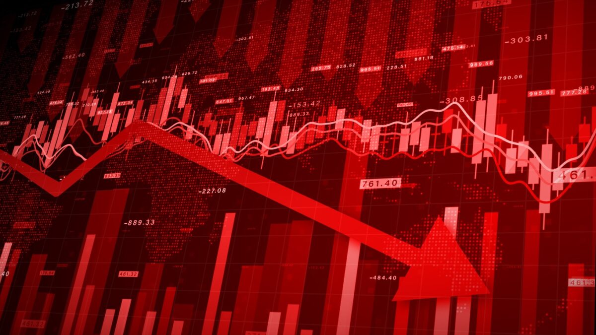 Recession Global Market Crisis Stock Red Price Drop Arrow Down Chart Fall