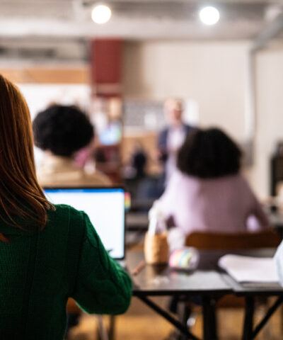 Young woman during class in the university
