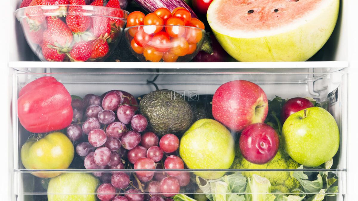 Fruits and vegetables inside refrigerator