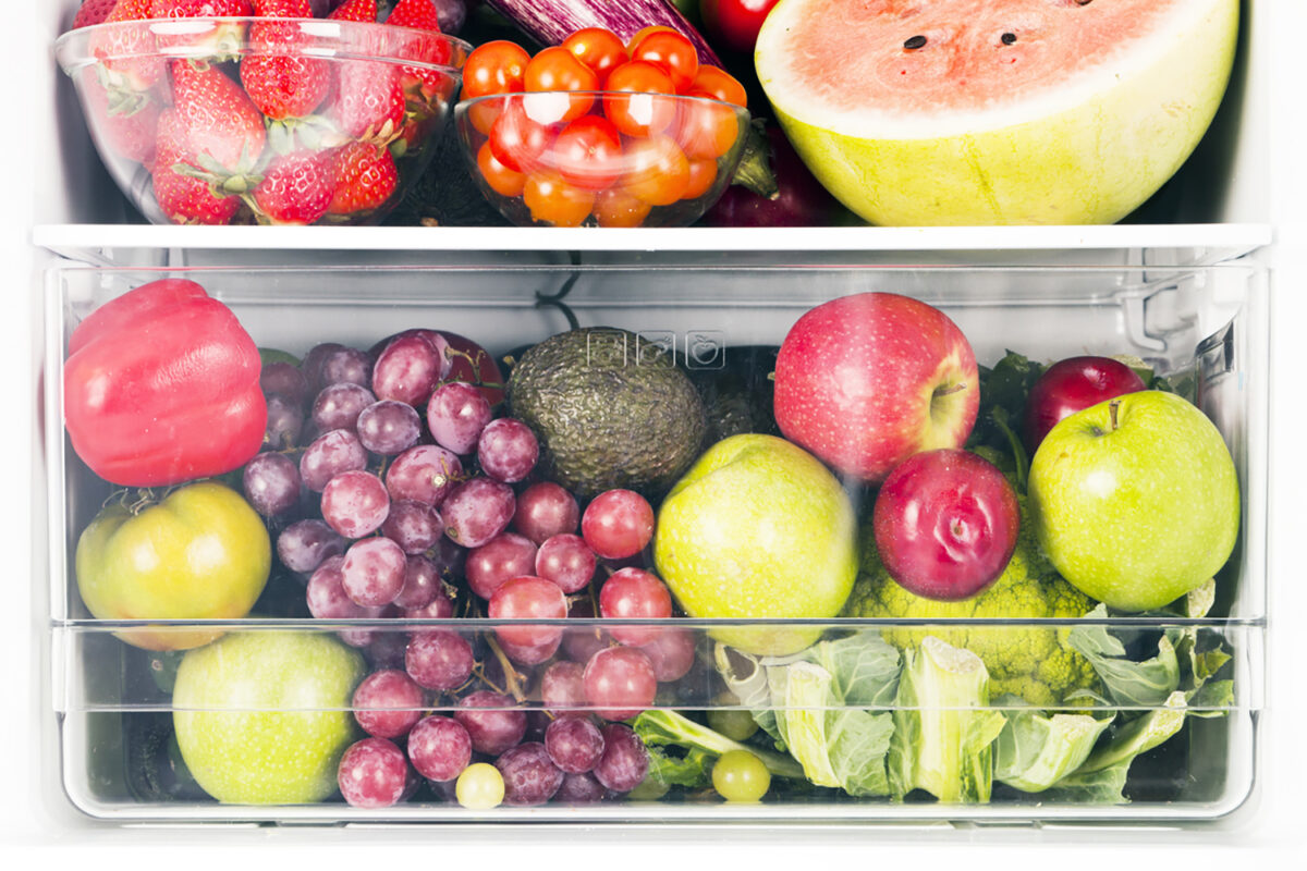 Fruits and vegetables inside refrigerator
