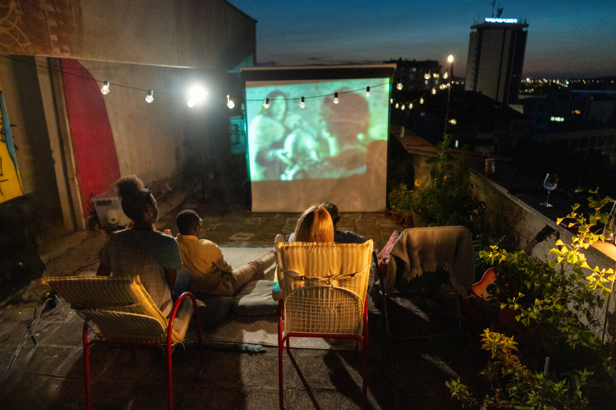 Movie night on the roof of the building