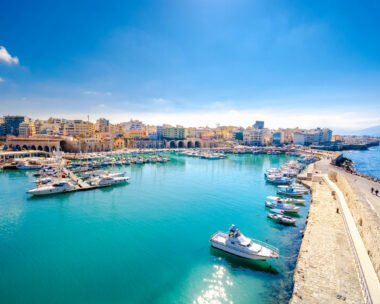 View of Heraklion harbour from the old venetian fort Koule, Crete, Greece