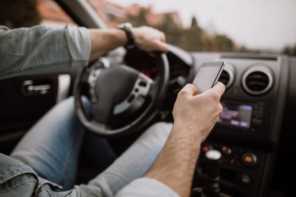 Young man in the car
