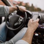 Young man in the car