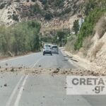 Κατολισθήσεις σημειώθηκαν λόγω του σεισμού σε κάποια σημεία του δρόμου Ιεράπετρας-Βιάννου