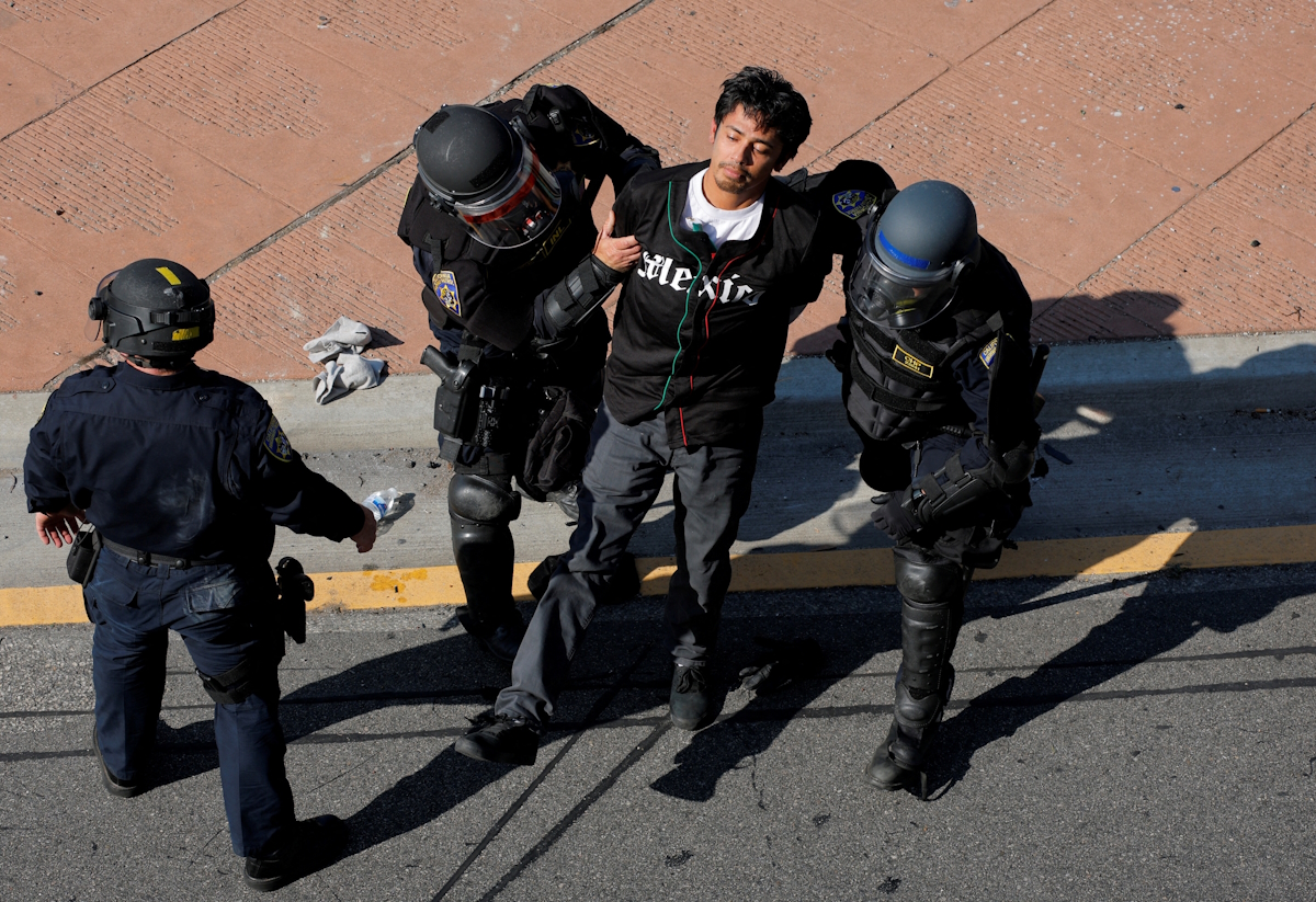 Police arrest a demonstrator