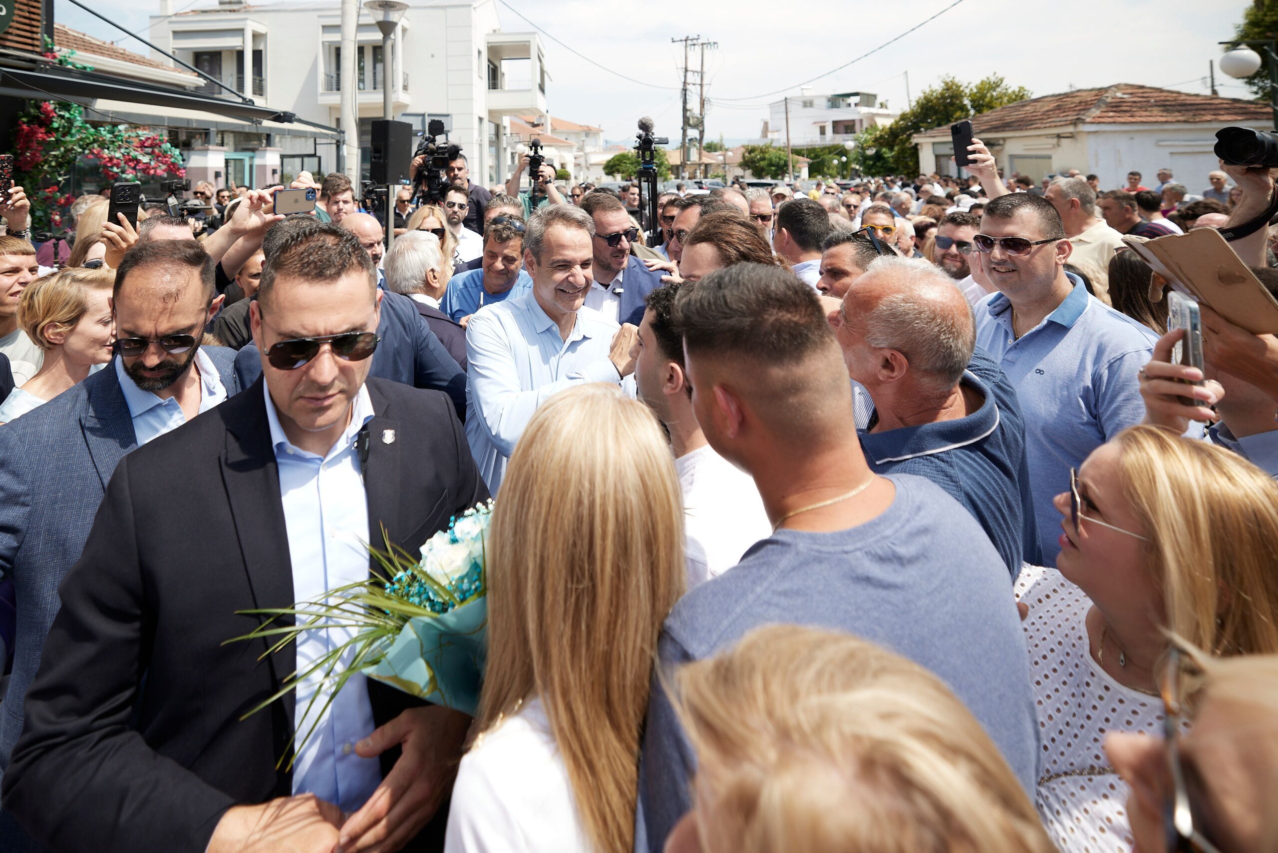 Ο Κυριάκος Μητσοτάκης στο Βελεστίνο