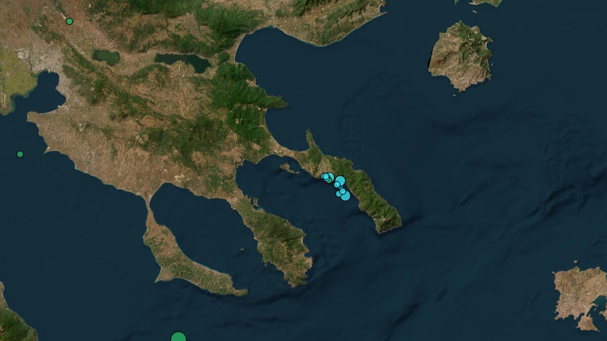 Ο χάρτης του Γεωδυναμικού Ινστιτούτου του Εθνικού Αστεροσκοπείου Αθηνών