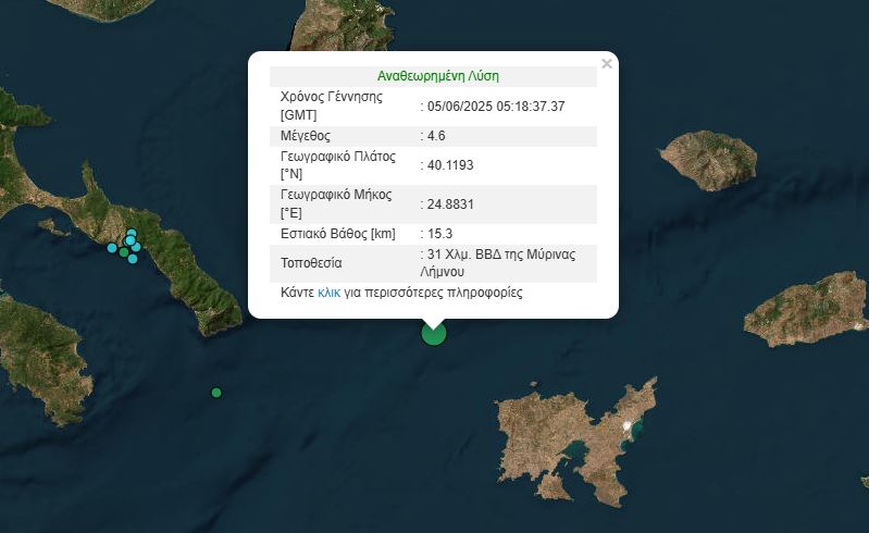 Σεισμός ανοιχτά της Λήμνου