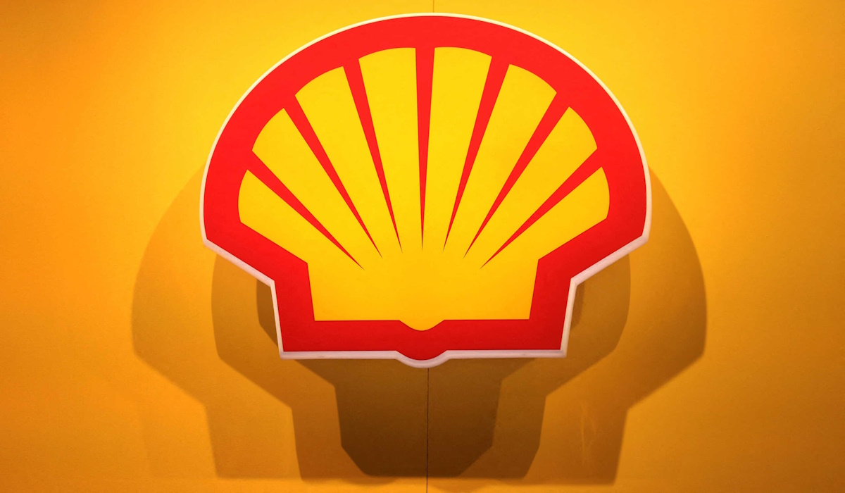 The logo of British multinational oil and gas company Shell is displayed during the LNG 2023 energy trade show in Vancouver, British Columbia, Canada, July 12, 2023.