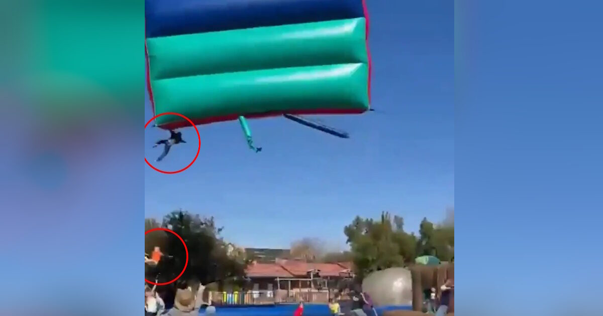 South Africa: The moment when two children fall from an inflatable castle “flying” due to strong wind