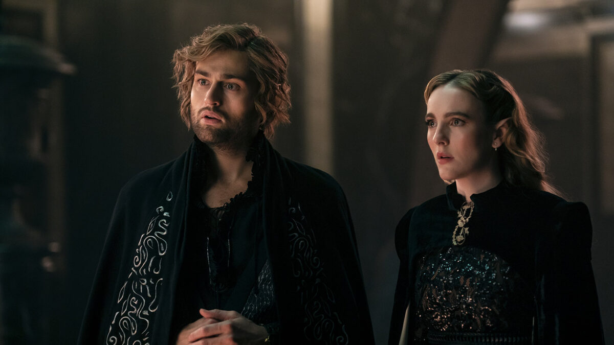 The Sandman. (L to R) Douglas Booth as Cluracan, Ann Skelly as Nuala in episode 203 of The Sandman. Cr. Ed Miller/Netflix © 2025