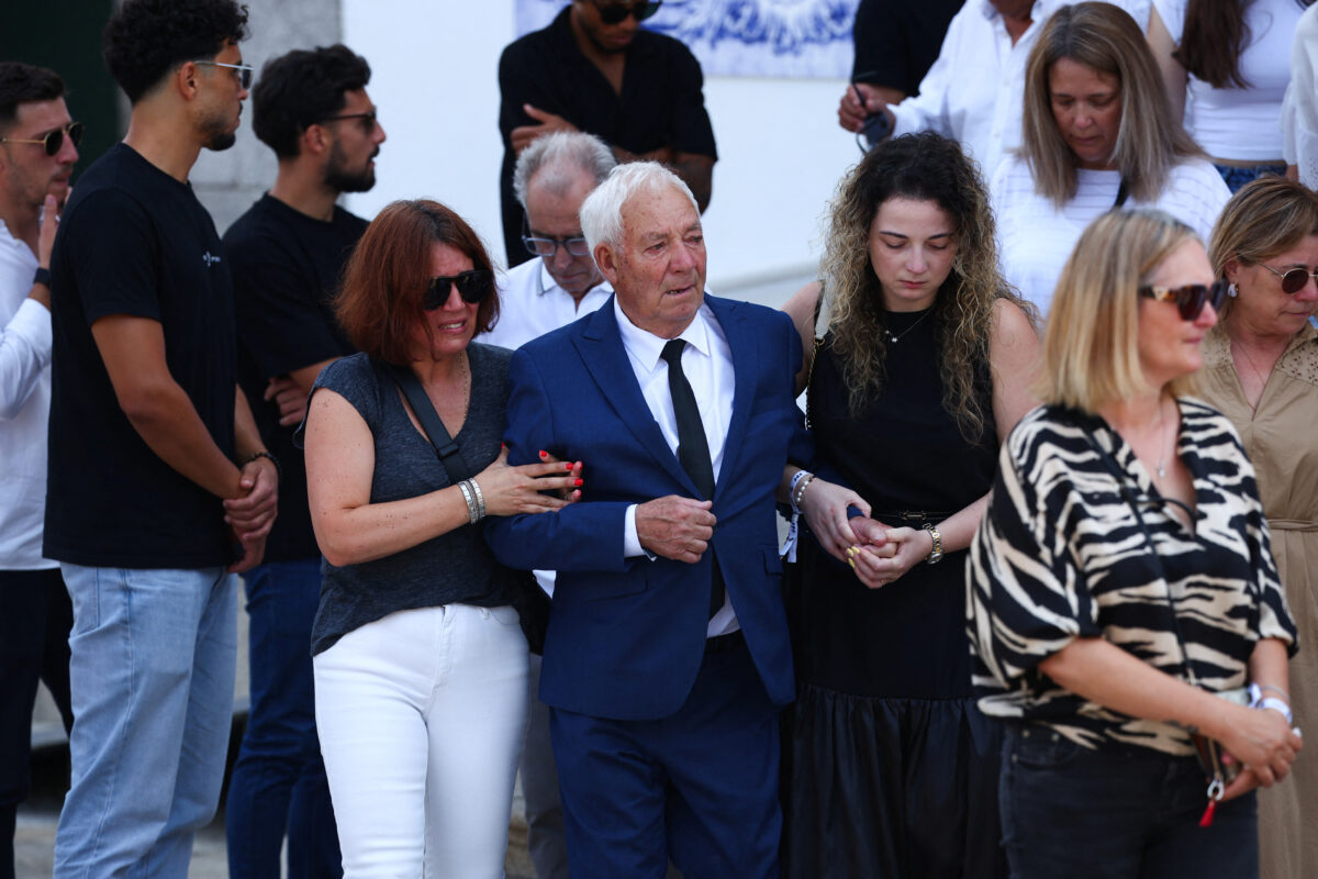 Grandfather of Liverpool's Portuguese soccer player Diogo Jota and his brother Andre Silva, who died in a car crash near Zamora, Spain, attends their funeral ceremony at the Chapel of the Resurrection, in Gondomar, Portugal, July 5, 2025. REUTERS