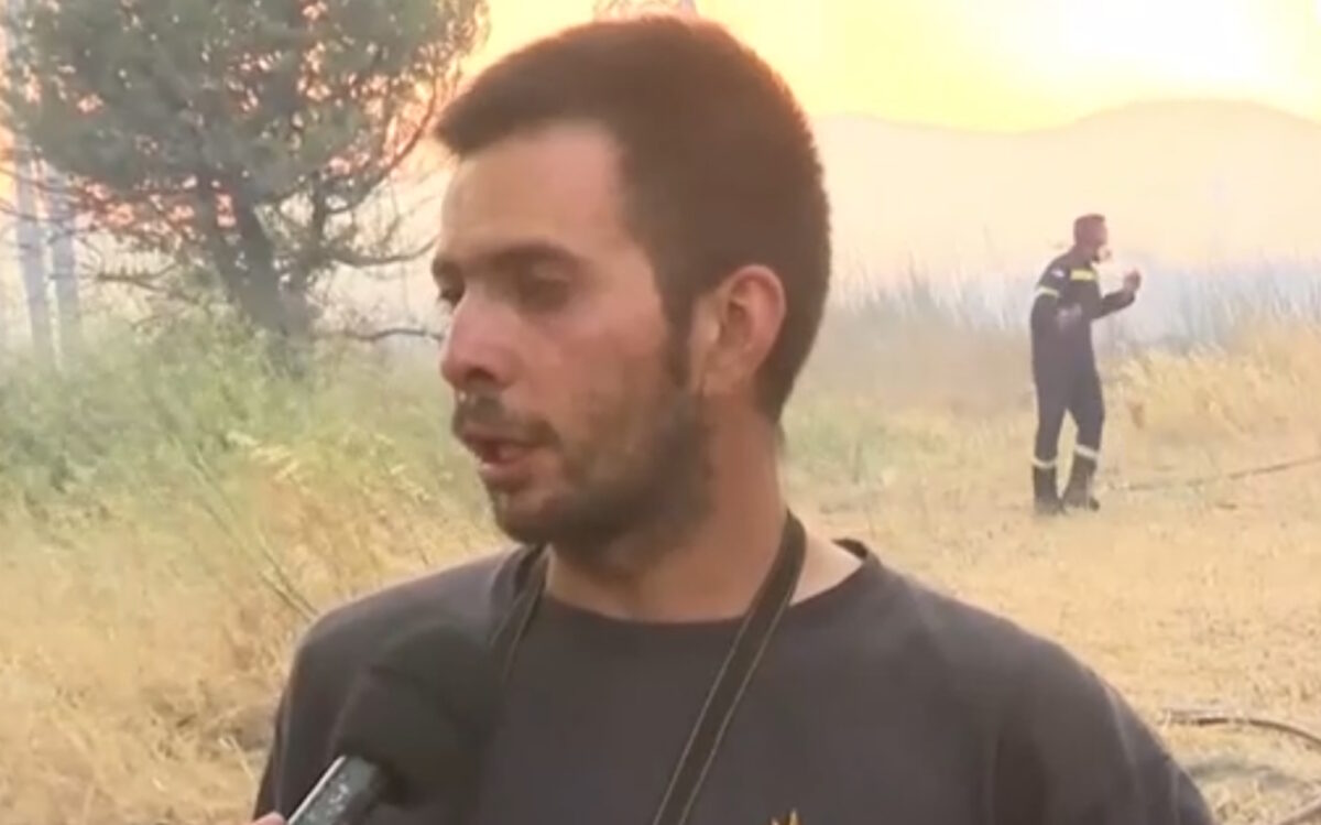Ο εθελοντής πυροσβέστης που μίλησε στην τηλεόραση του ΣΚΑΪ