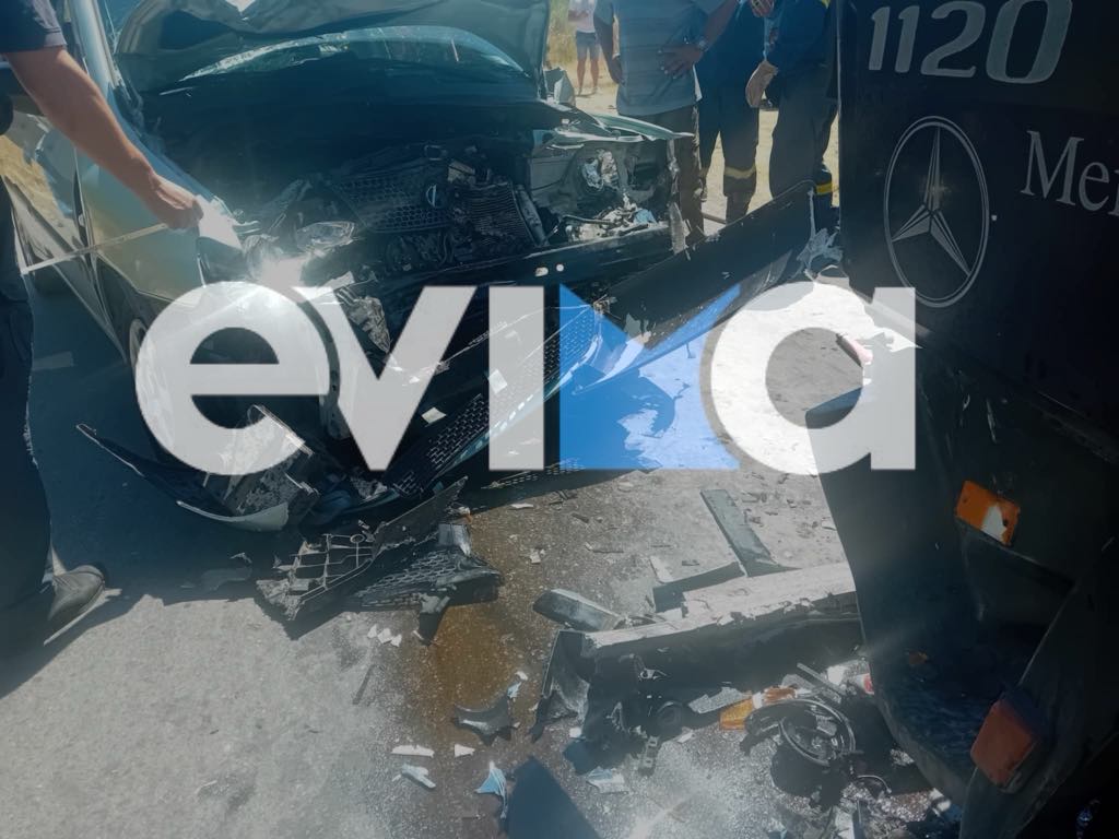 The damaged car