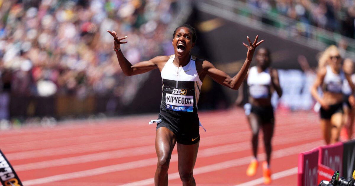 Fate Kipiegon from Kenya broke the world record in 1500 meters