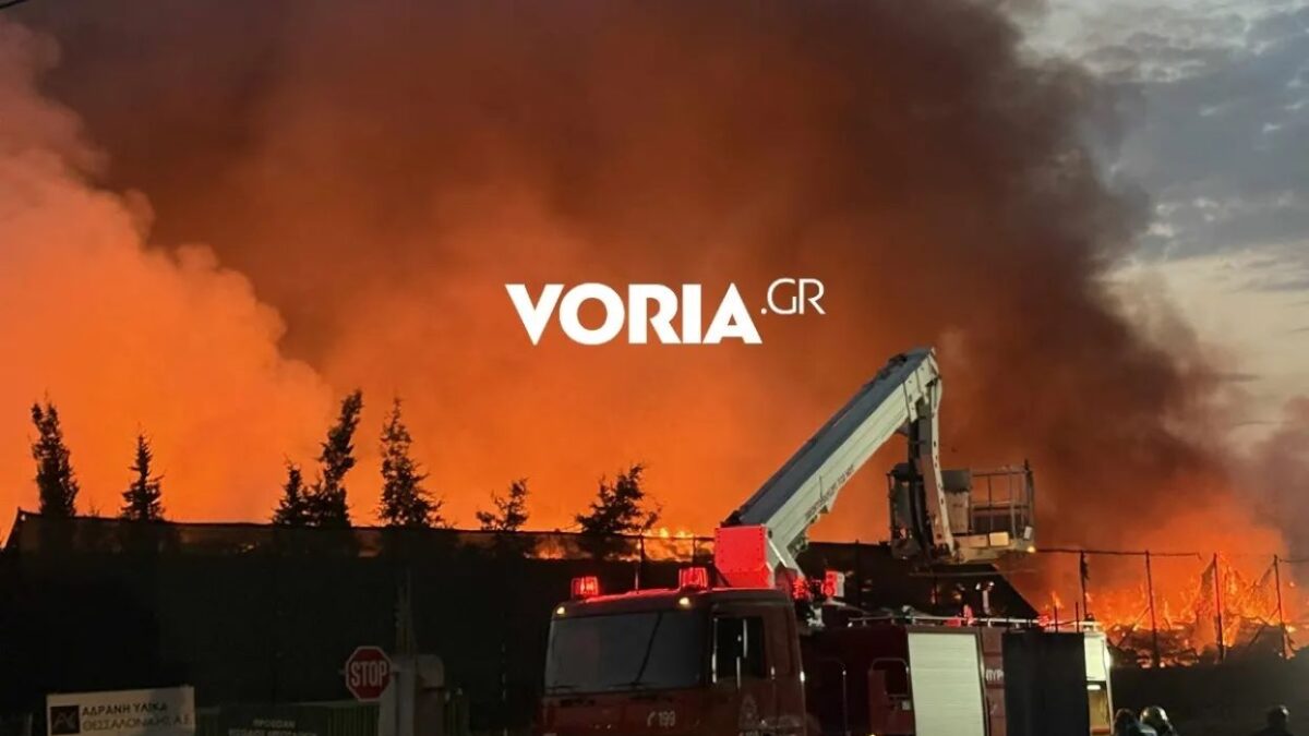 Η φωτιά σε εργοστάσιο ανακύκλωσης στη Θεσσαλονίκη