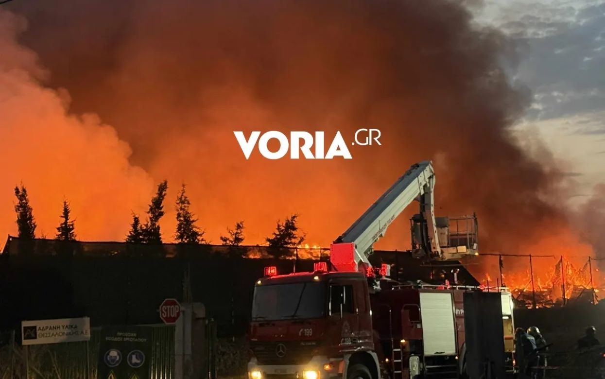 Η φωτιά σε εργοστάσιο ανακύκλωσης στη Θεσσαλονίκη