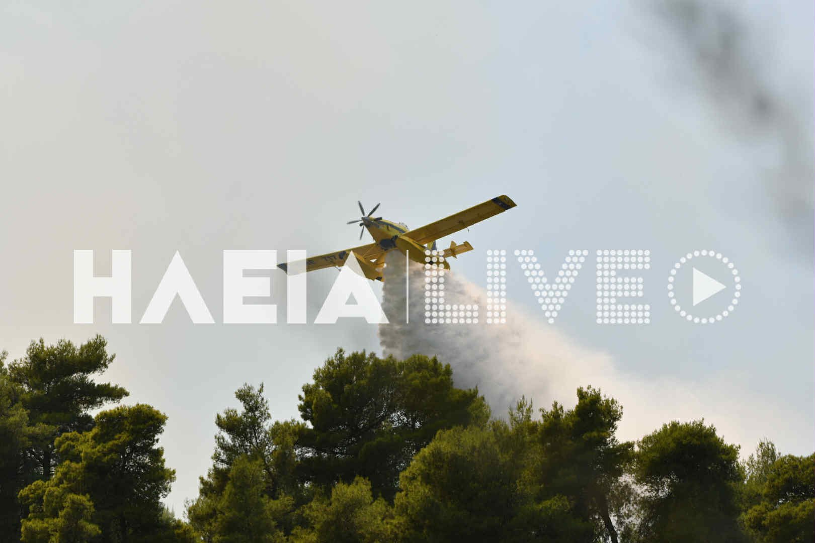 Εναέριο μέσο επιχειρεί να σβήσει την φωτιά