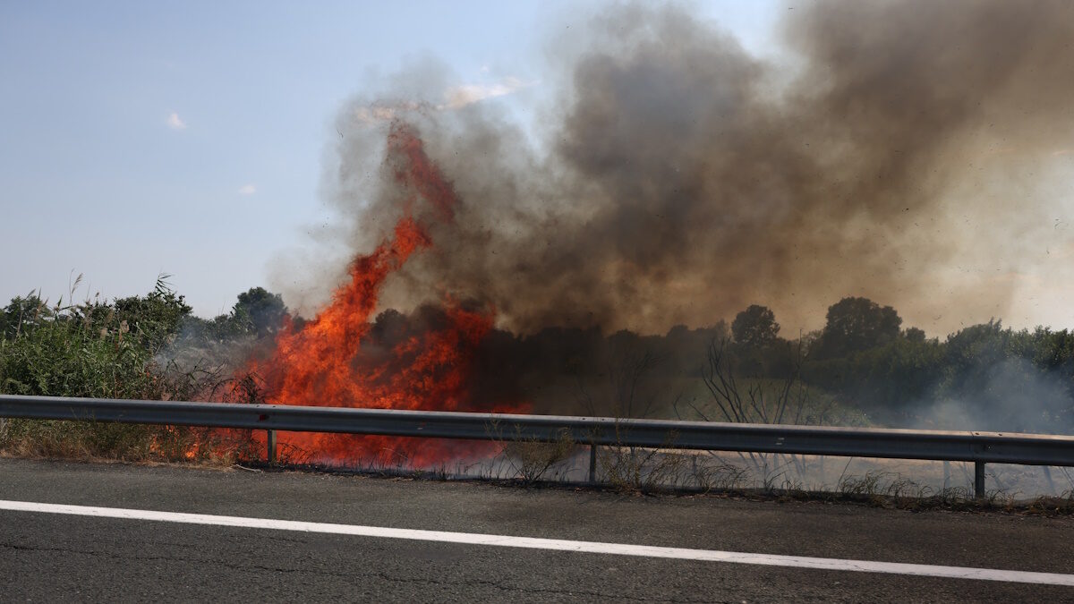 Πυρκαγιά στην Αλεξάνδρεια Ημαθίας, παραπλεύρως της Εγνατίας Οδού
