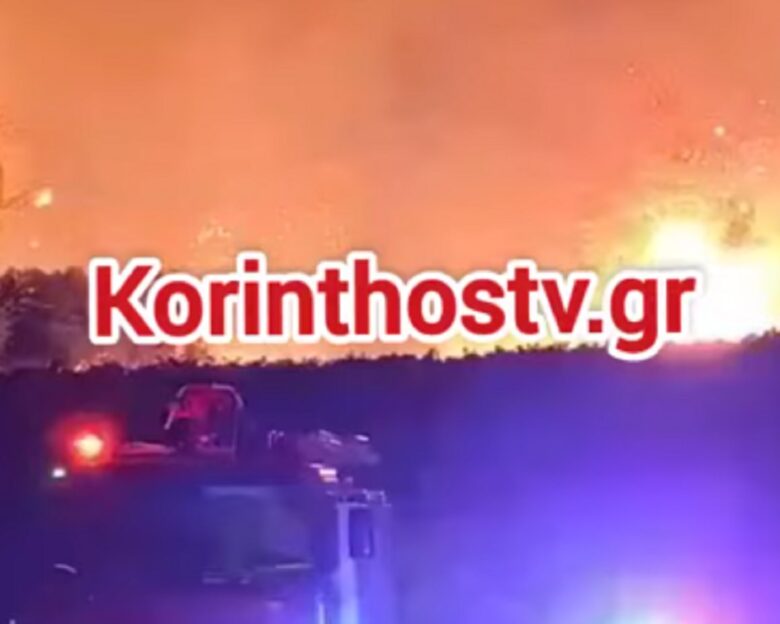 Φωτιά στο Ελληνοχώρι Κορινθίας – Ισχυρές δυνάμεις στο σημείο
