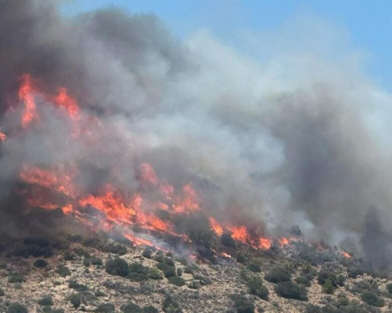 Φωτιά στο Κορωπί – Μήνυμα του 112, στις αυλές των σπιτιών οι φλόγες