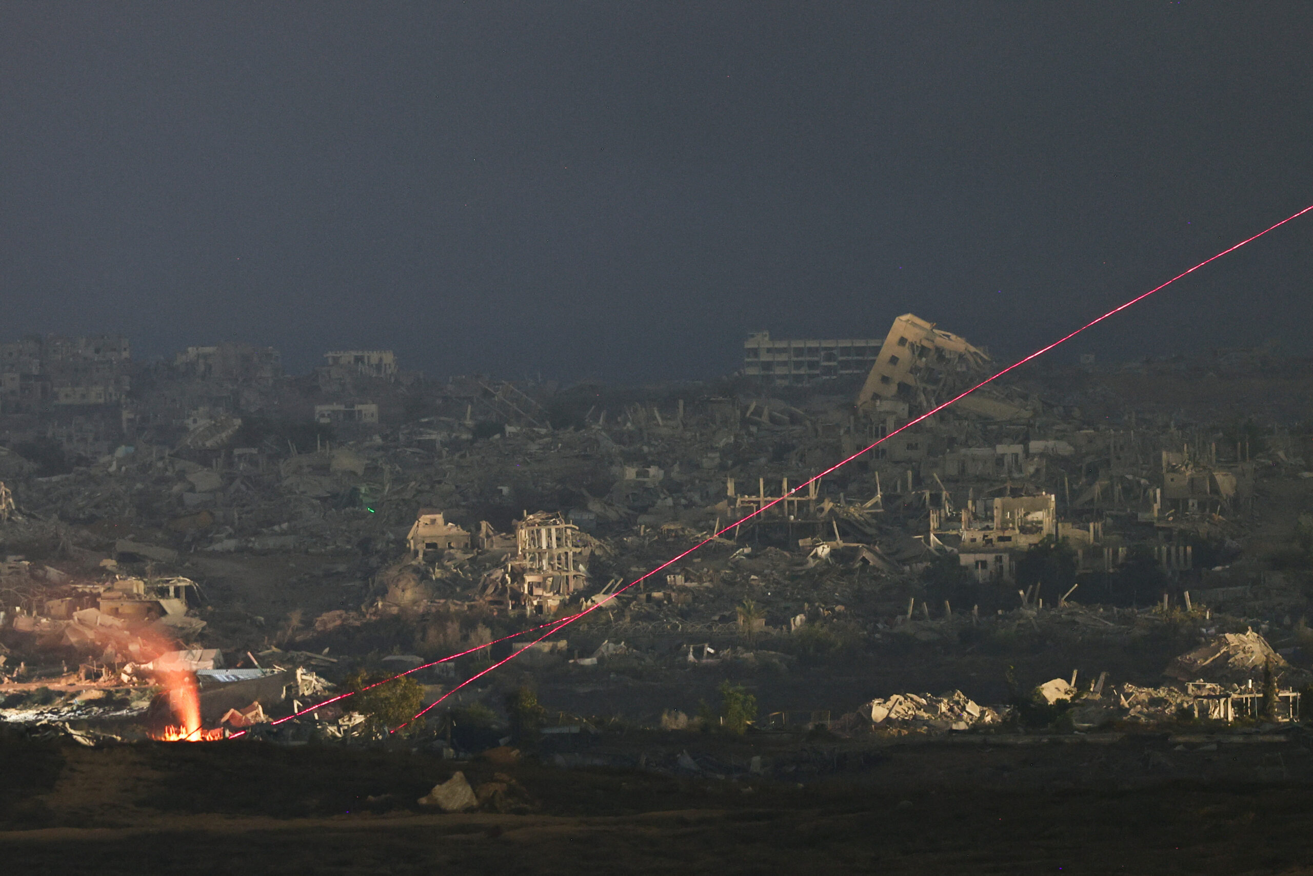 Laser rays in the leveled gauze
