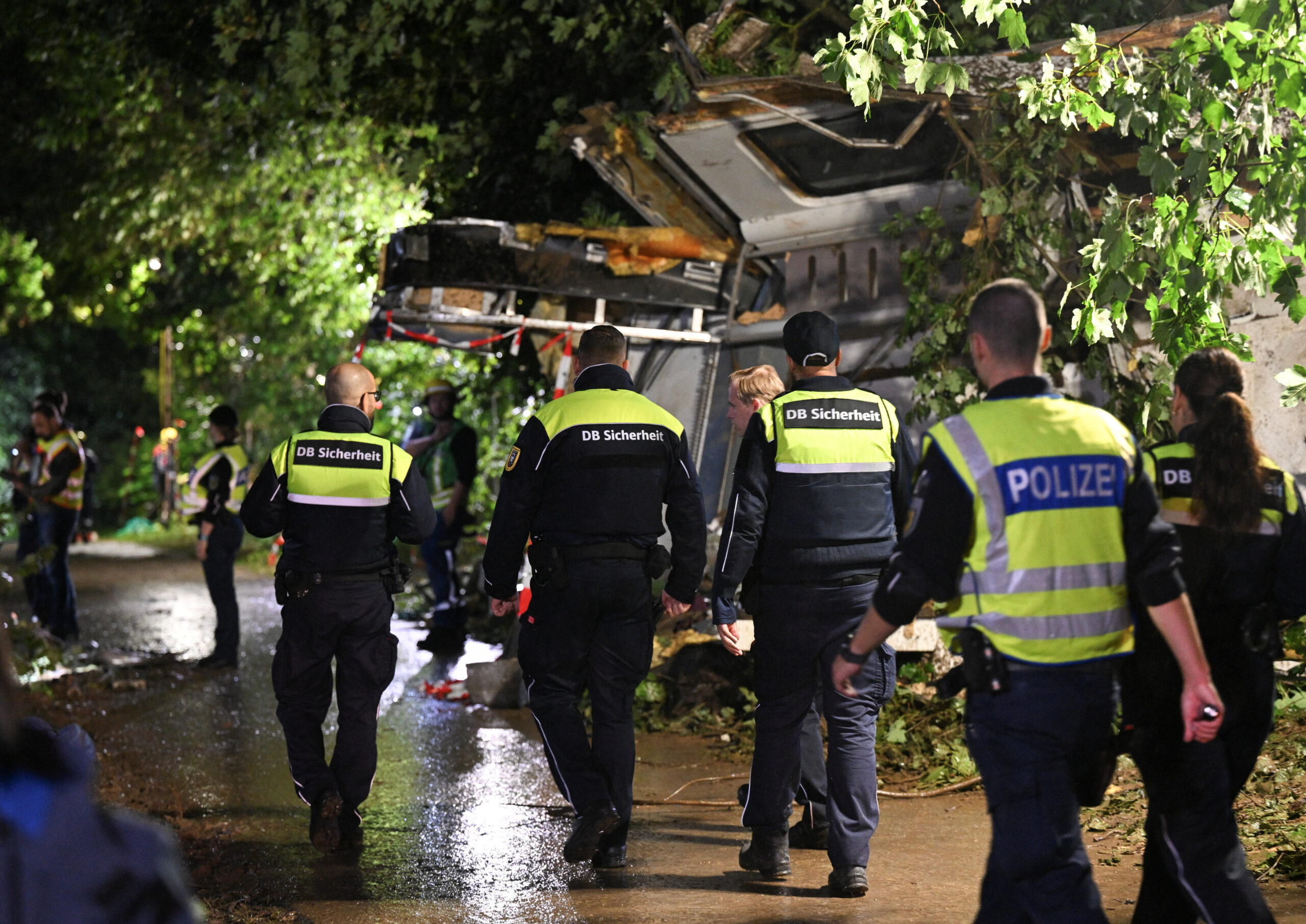 Police at the point of the railway accident in Germany