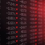 Trading board is showing a crash in stock exchange market. Selective focus. Horizontal composition with copy space.
