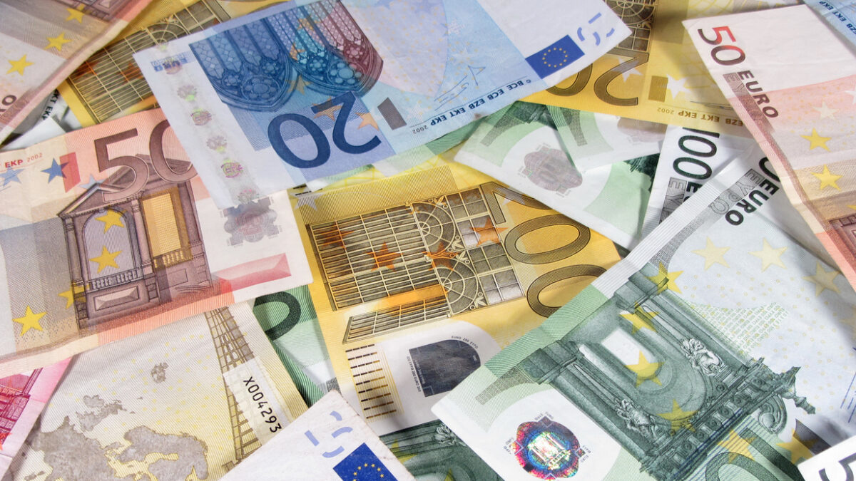 Pile of Assorted Euro Banknotes 2