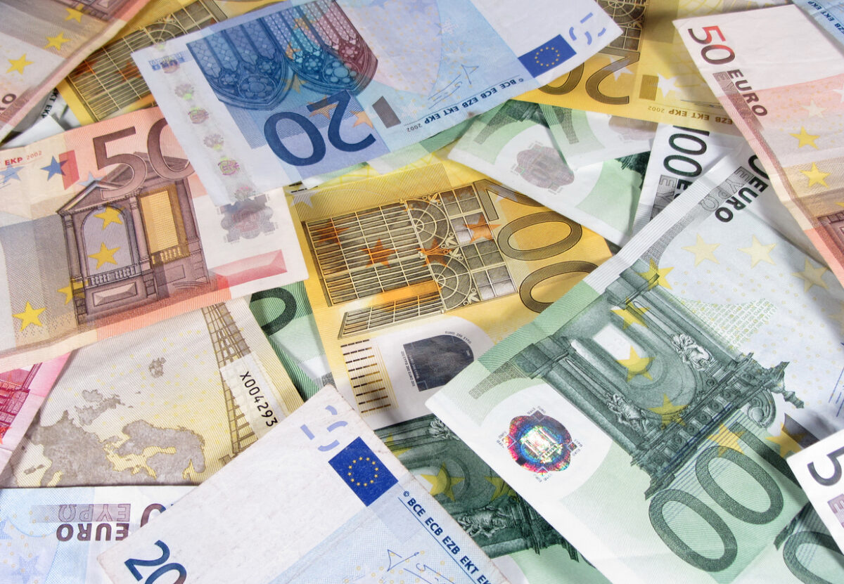 Pile of Assorted Euro Banknotes 2