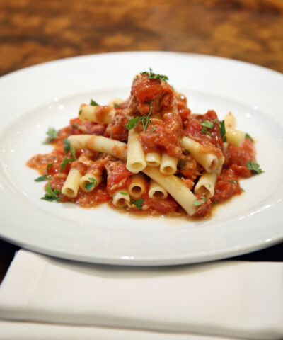 Ziti with sauce with tuna