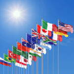 Waving flags countries of members Group of Twenty