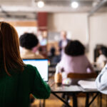 Young woman during class in the university