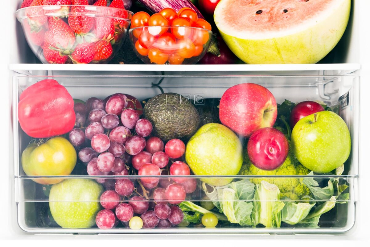 Fruits and vegetables inside refrigerator