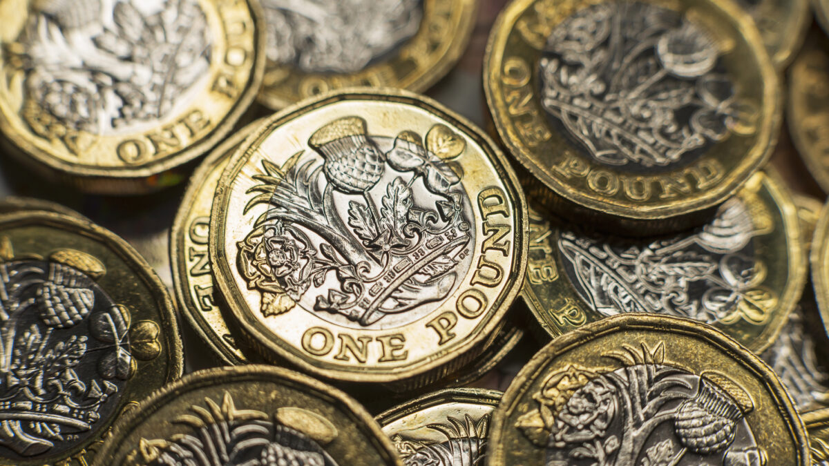 British currency close-up. Tax, Inflation, Economics themes.