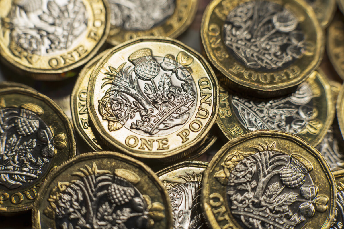 British currency close-up. Tax, Inflation, Economics themes.