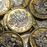 British currency close-up. Tax, Inflation, Economics themes.