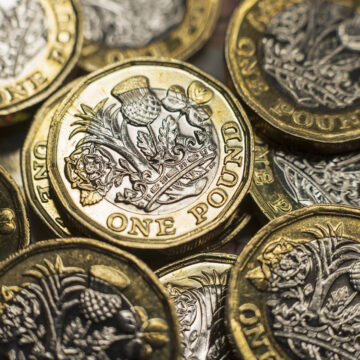 British currency close-up. Tax, Inflation, Economics themes.