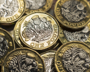 British currency close-up. Tax, Inflation, Economics themes.