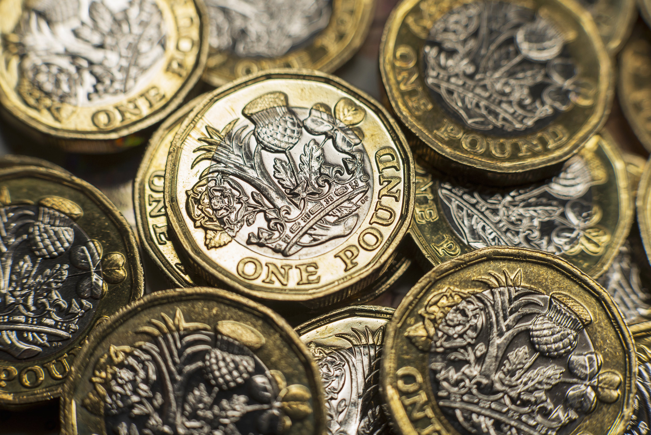British currency close-up. Tax, Inflation, Economics themes.