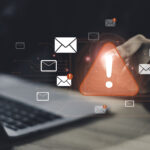 Email safety and protection. Features alerts, spam messages, and notifications with warnings about viruses and hacking. Highlights the importance of strong passwords, firewalls, and privacy