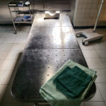 A morgue examination table landscape