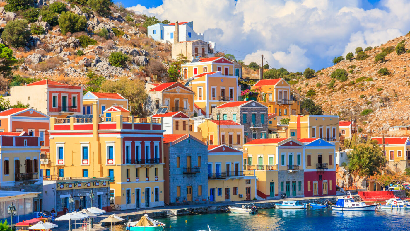 Beautiful summers day on the Greek island of Symi in the Dodecanese Greece Europe