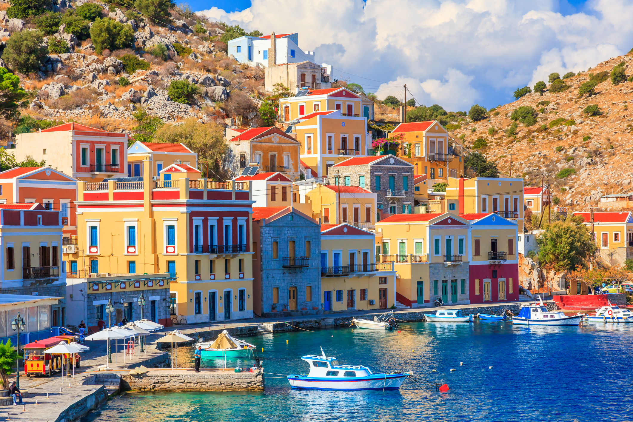 Beautiful summers day on the Greek island of Symi in the Dodecanese Greece Europe